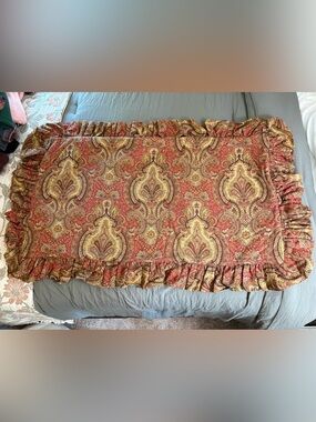 Double D Ranch Ruffled Tapestry King Size Pillow Sham.
